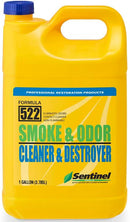 Yellow container of Sentinel Smoke & Odor Cleaner & Destroyer on a white background